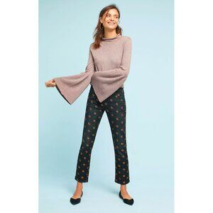 NWT Anthropologie Pilcro Slim Straight Gold Rose Embroidered Jeans
